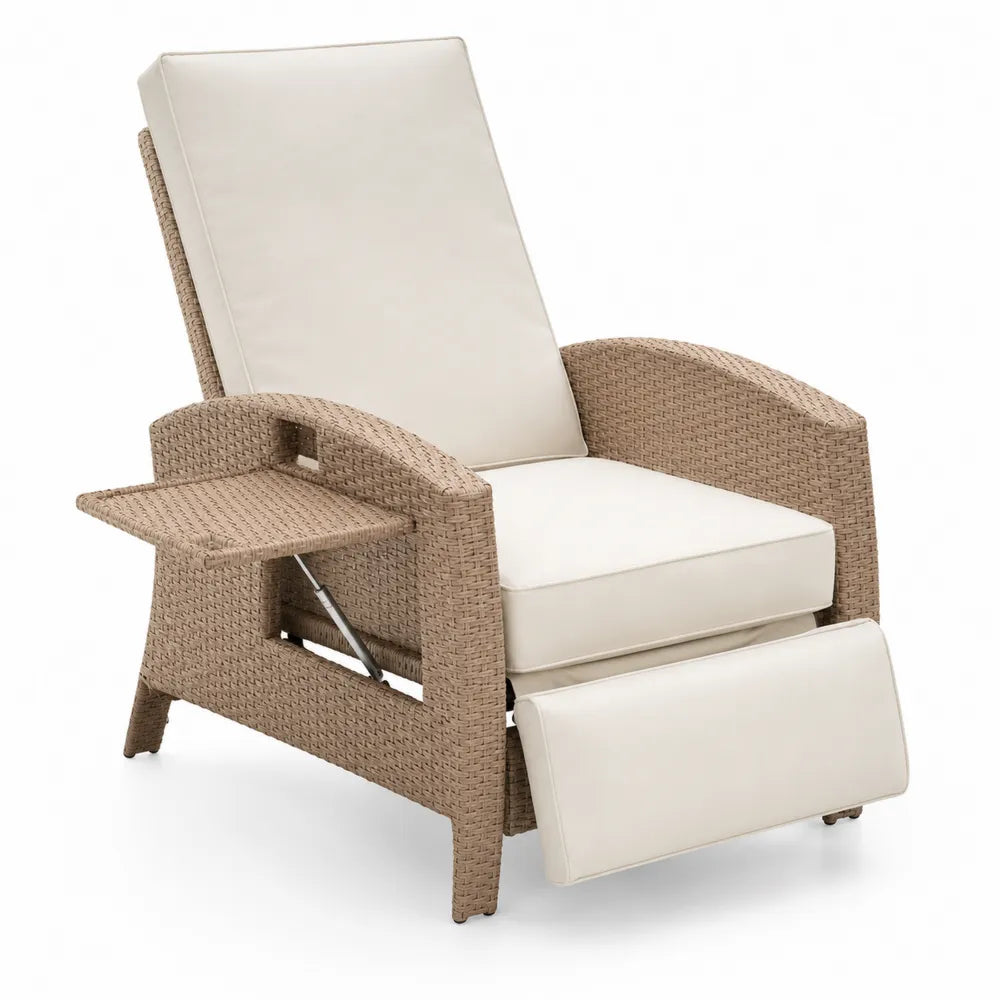 Fauteuil inclinable extérieur en résine tressée beige