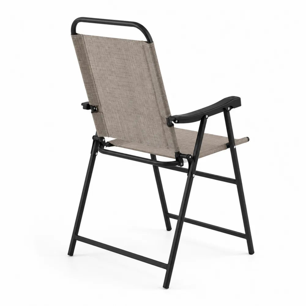 Chaise pliante extérieure en métal et tissu gris