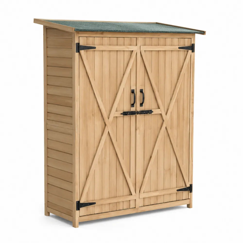 Armoire de Rangement Extérieur en Bois avec Portes Doubles
