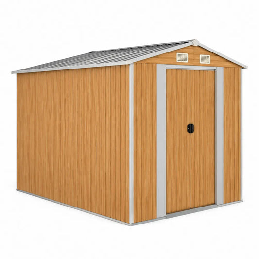 Abri de Jardin en Métal Imitation Bois avec Ventilation