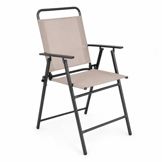 Chaise pliante en métal et tissu Taupe