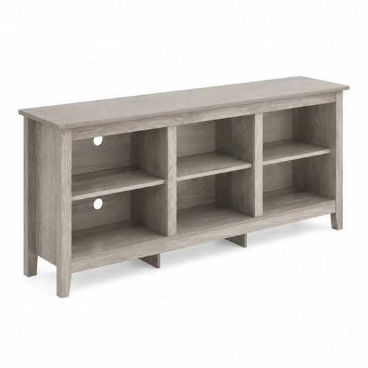 Meuble TV en bois mélaminé gris avec étagères ouvertes 120x40x60 cm
