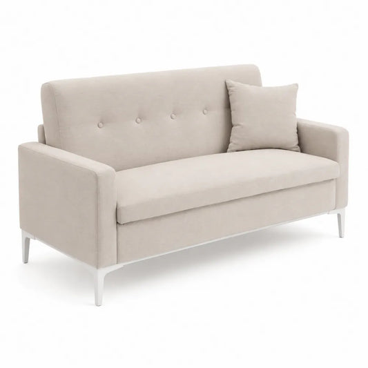 Canapé en Tissu Beige avec Pieds Métal