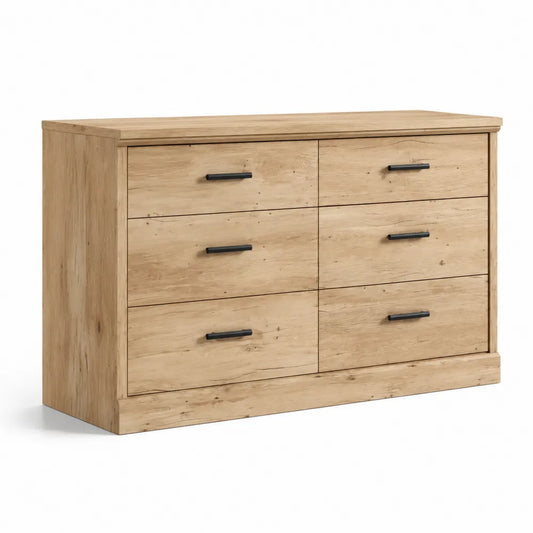 Commode en bois à 6 tiroirs avec poignées en métal